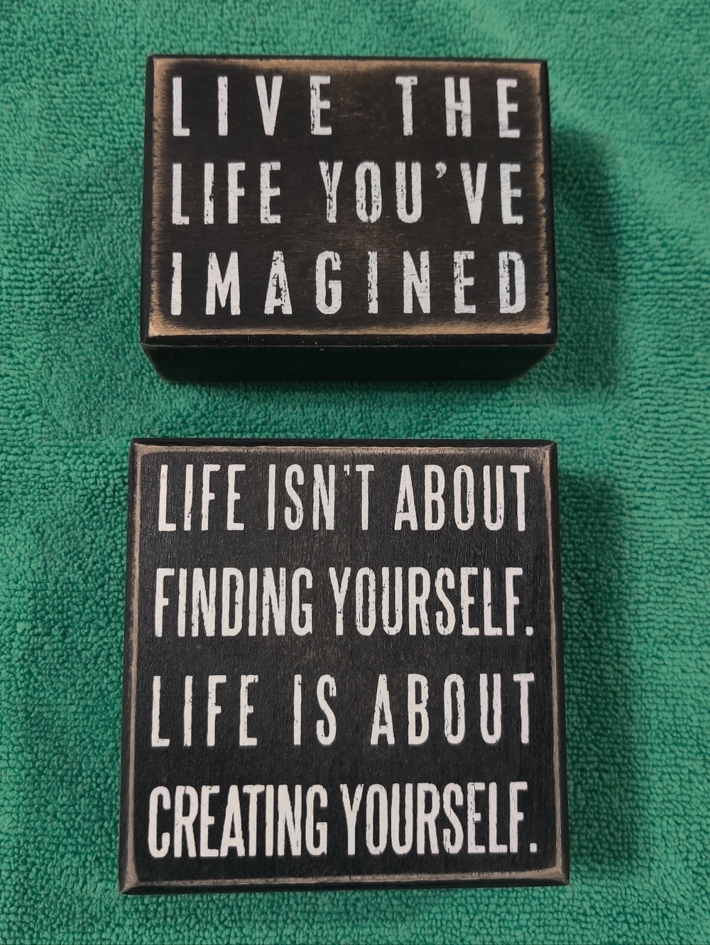 Inspirational Wall Plaque Set - Black Wood with White Text